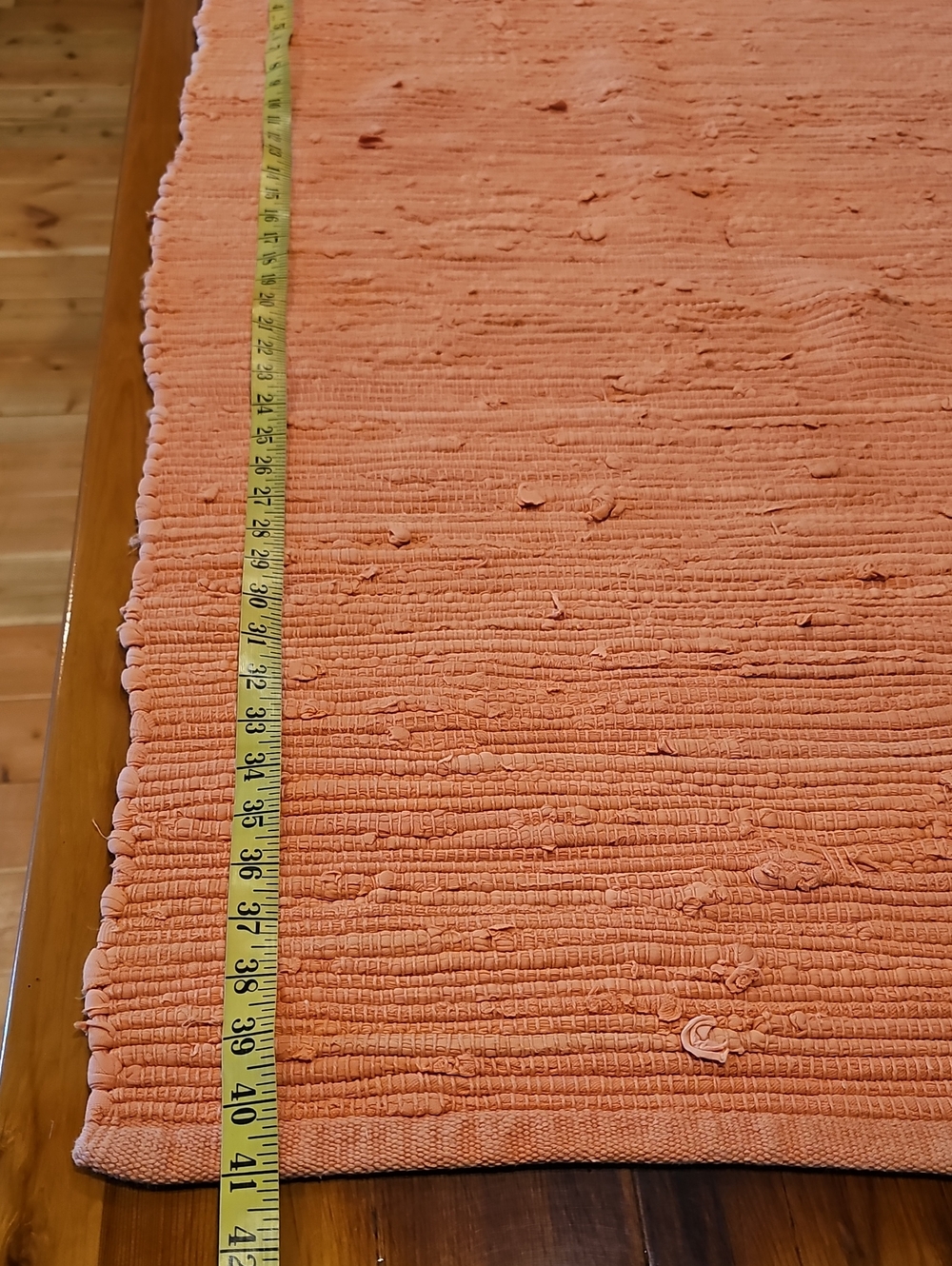 Handwoven Peach Cotton Rag Rug - Picture 8 of 9